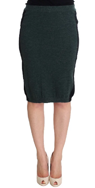 MILA SCHÖN Emerald Elegance Wool-Blend Pencil Skirt summer skirt style