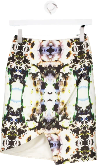 FindersKeepers Cream Patterned Skirt UK XS wool skirt thick