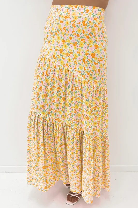 Frida Floral Maxi Skirt Print velvet skirt plush