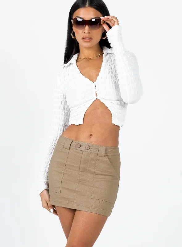 Josephine Mini Skirt Beige tiered skirt playful
