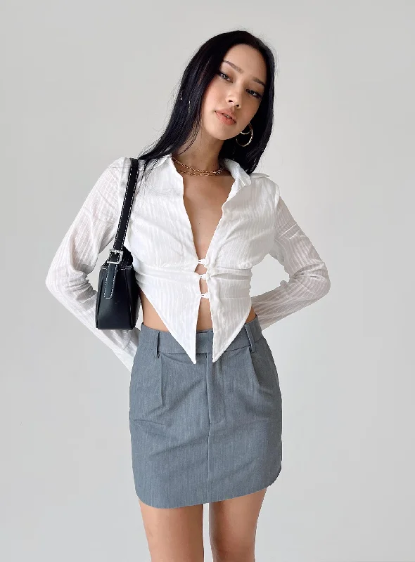 Konrad Mini Skirt Grey linen skirt natural