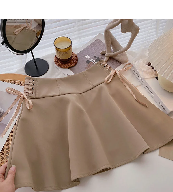 Korean side strap design, slim high waist skirt  5636 tiered skirt playful