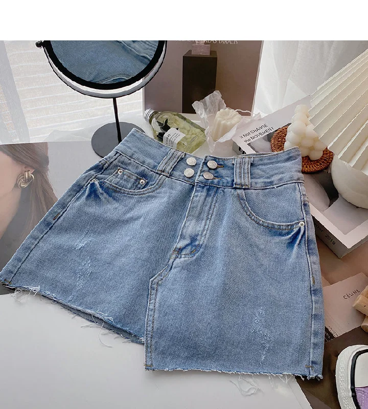 Korean style design personalized A-line wrap hip skirt  5639 denim skirt fashionable