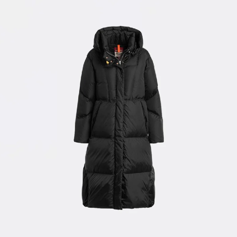 Liu Hooded Down Jacket (Black) Snapped Jacket Toggled Jacket Drawstring Jacket