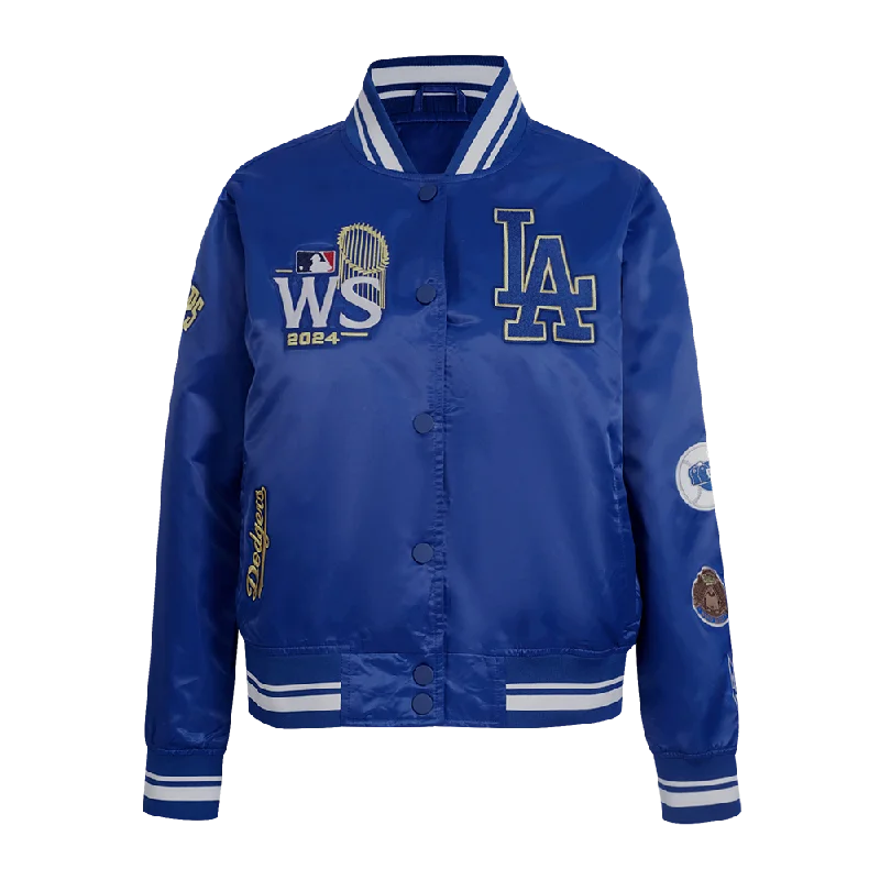 MLB LOS ANGELES DODGERS WORLD SERIES WOMEN'S RIB SATIN JACKET Trench Coat Raincoat Waterproof Jacket MLB LOS ANGELES DODGERS WORLD SERIES WOMEN'S RIB SATIN JACKET Trench Coat Raincoat Waterproof Jacket