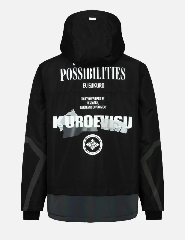 Logo Print Regular Fit Hooded Padded Jacket Trench Coat Raincoat Waterproof Jacket