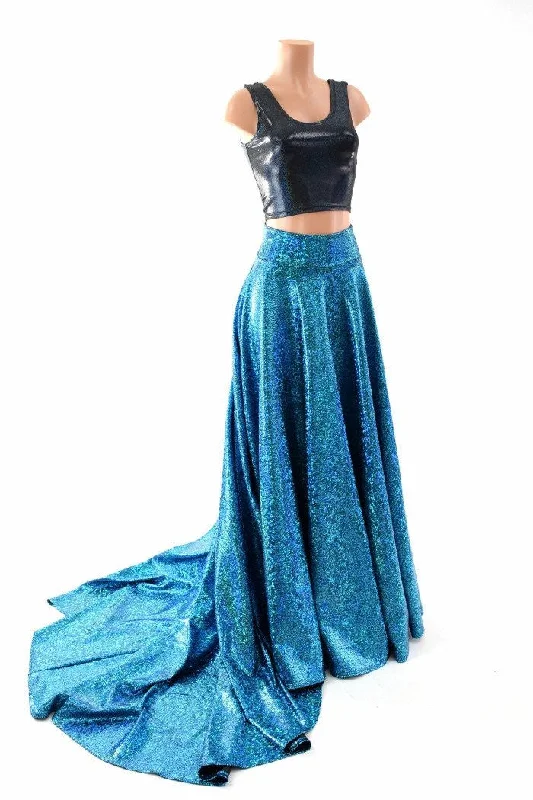 Long, High Waist Puddle Train Circle Cut Skirt linen skirt relaxed