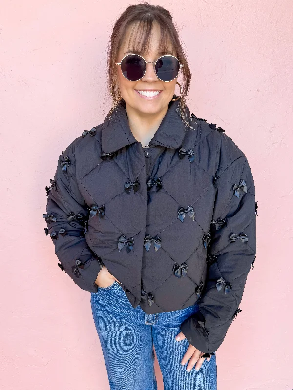 Truly Darling Quilted Bow Jacket Fleece Fabric Down Fabric Feather Fabric