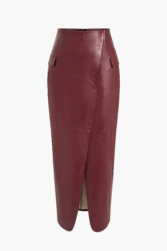 Faux Leather Slit Skirt velvet skirt luxury