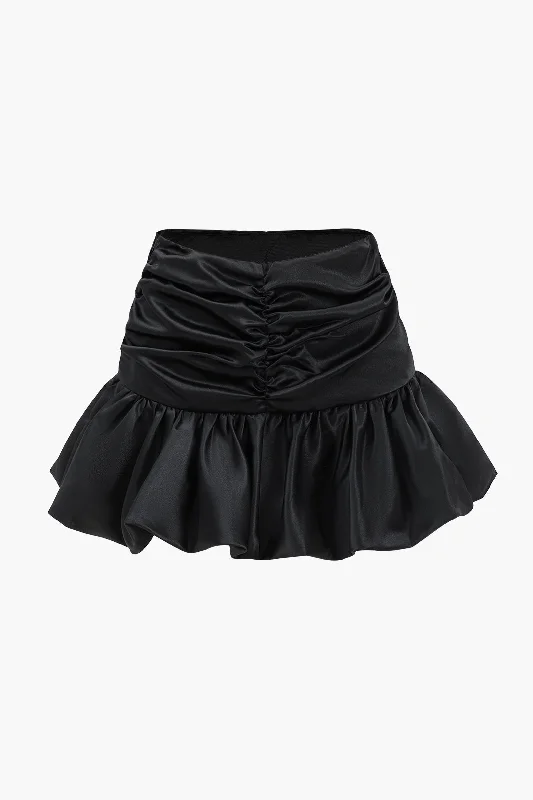 Satin Ruched Skirt chiffon skirt airy