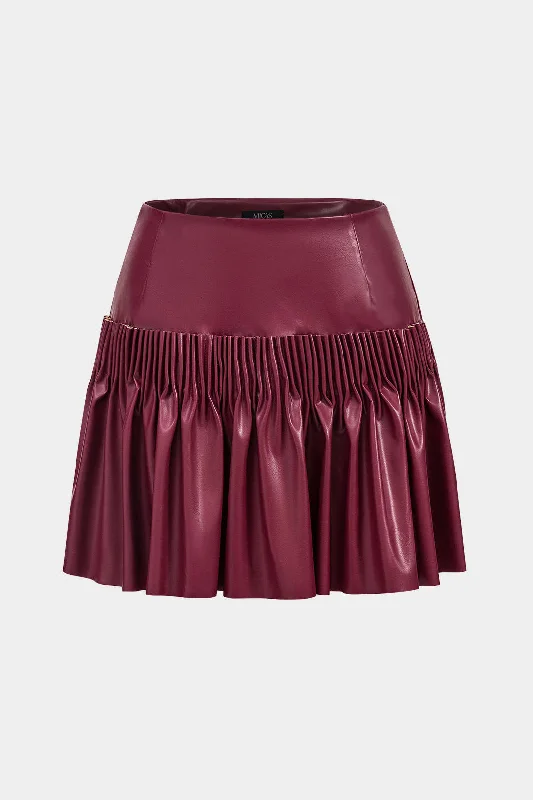 Faux Leather Ruched Skirt asymmetrical skirt cut