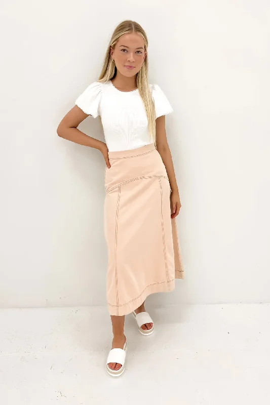 Mikayla Denim Midi Skirt Sand cashmere skirt plush