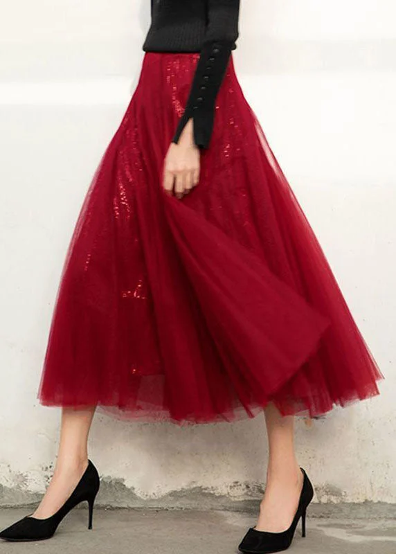 Mulberry Tulle Skirt Sequins Exra Large Hem Spring linen skirt breathable