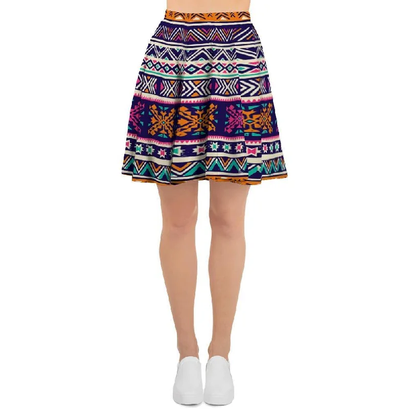 Multicolor Native Aztec Geometric Hipster Women's Skirt corduroy skirt cozy
