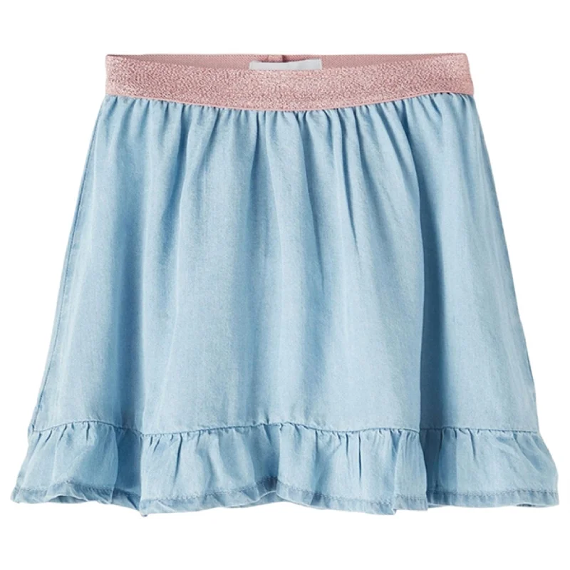 Name it Light Blue Denim Mia Wide Denim Skirt linen skirt relaxed