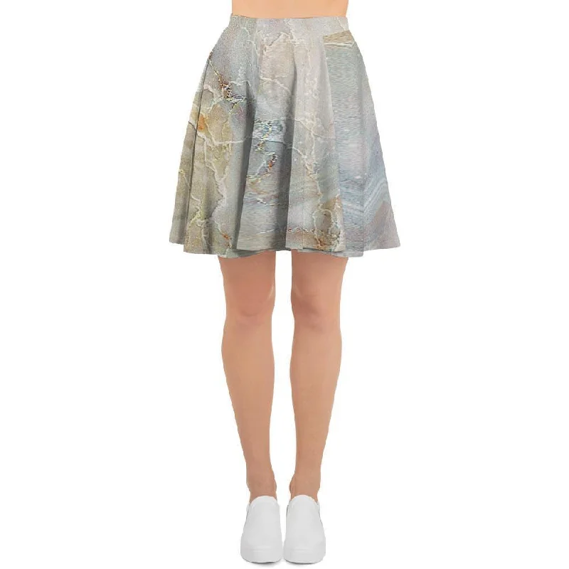 Natural Brown Marble Women's Skirt patchwork skirt art