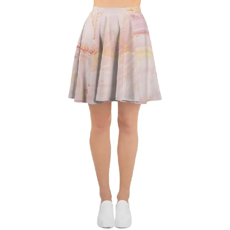 Natural Pink Marble Women's Skirt wool skirt sturdy
