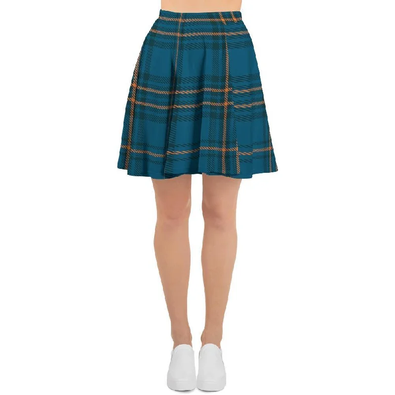 Navy Blue Plaid Tartan Women's Skirt lightweight skirt design