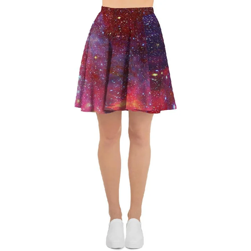Nebula Red Galaxy Space Women's Skirt boho skirt vibe