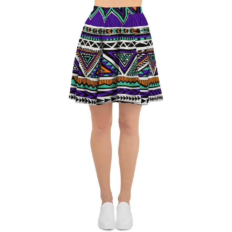 Neon Color Indian Aztec Doodle Women's Skirt wool skirt sturdy
