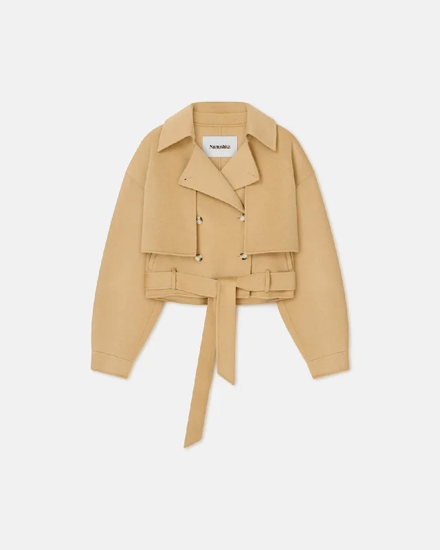 Satoyo - Wool And Silk-Blend Jacket - Sun Yellow Zippered Jacket Buttoned Jacket Snapped Jacket Satoyo - Wool And Silk-Blend Jacket - Sun Yellow Zippered Jacket Buttoned Jacket Snapped Jacket