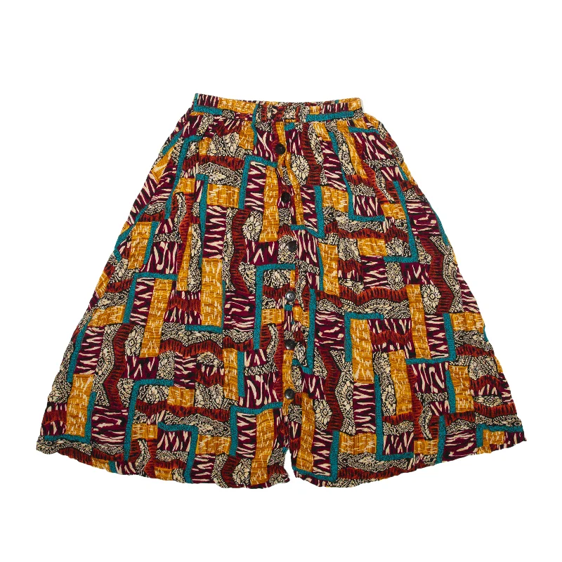OPTIONS Melrose Knee Length Straight Skirt Yellow Crazy Pattern Womens S zip skirt side OPTIONS Melrose Knee Length Straight Skirt Yellow Crazy Pattern Womens S zip skirt side