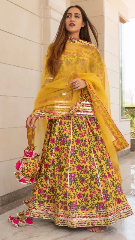 Pomcha Jaipur Nitara Cotton Hand Block Skirt Set maxi skirt elegant