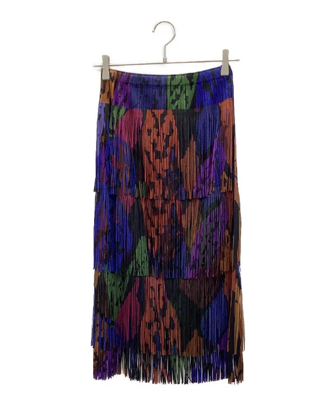 [Pre-owned] PLEATS PLEASE fringe skirt PP23-JG653 velvet skirt luxurious