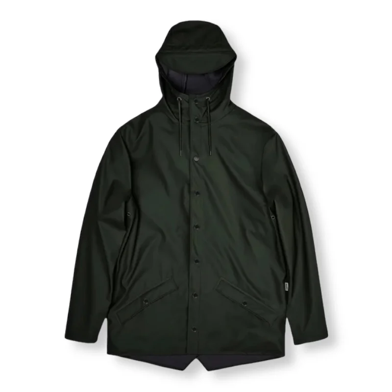 Rains Jacket W3 Green Welt Pockets Slit Pockets Flap Pockets