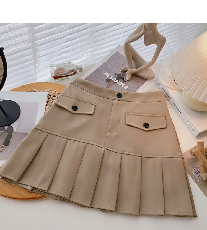Ruffle panel design for age reducing high waist A-line skirt  5635 corduroy skirt durable