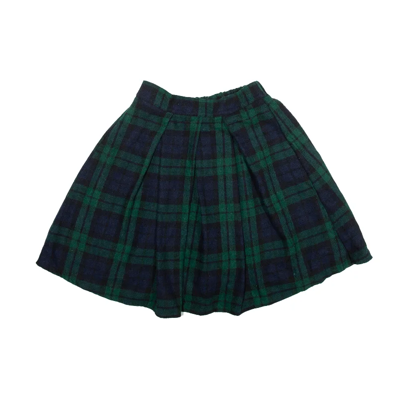 RYDIA Short Pleated Skirt Green Check Womens UK 4 leather skirt sleek