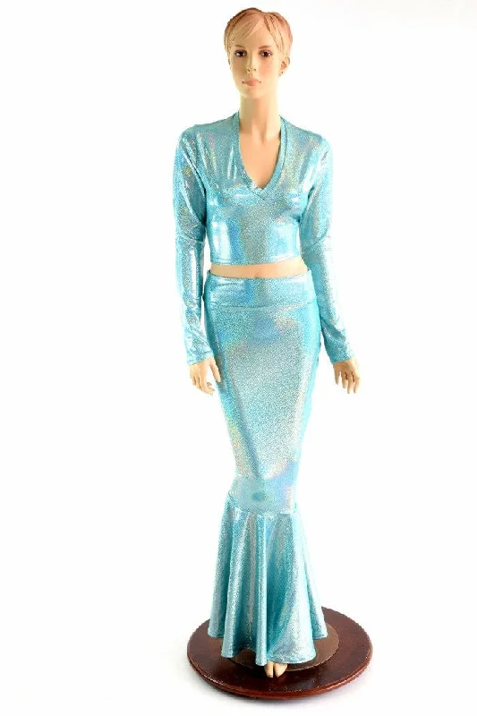 Seafoam Crop & Mermaid Skirt Set leather skirt bold