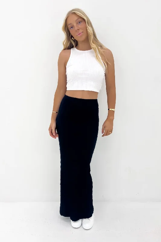 Stassie Maxi Skirt Black velvet skirt plush