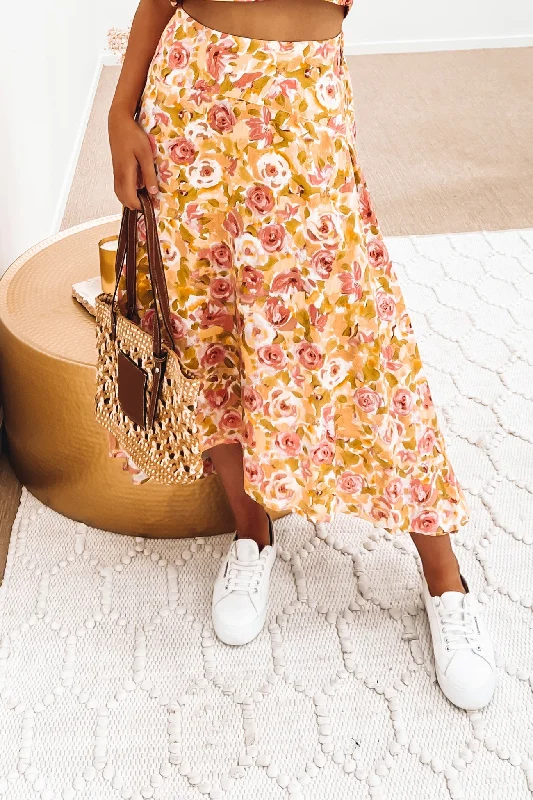 Tinsley Midi Skirt Floral elastic waist skirt