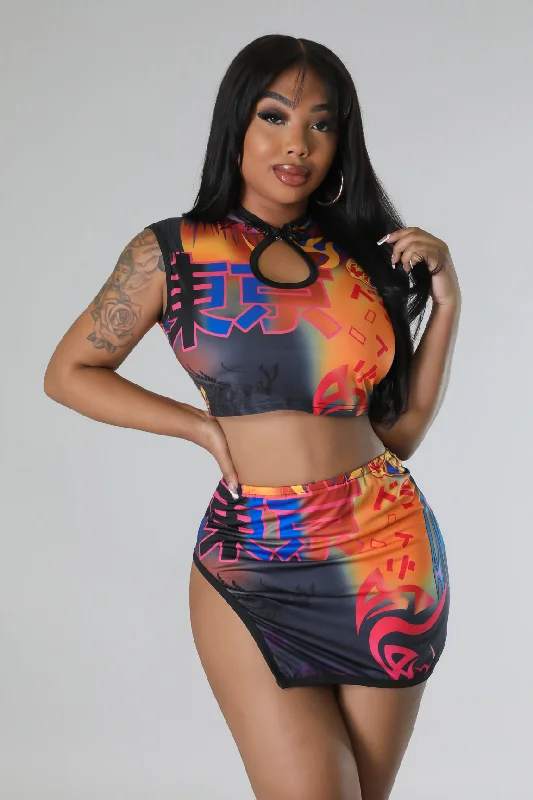 Tokyo Babe Skirt Set ribbed skirt waist