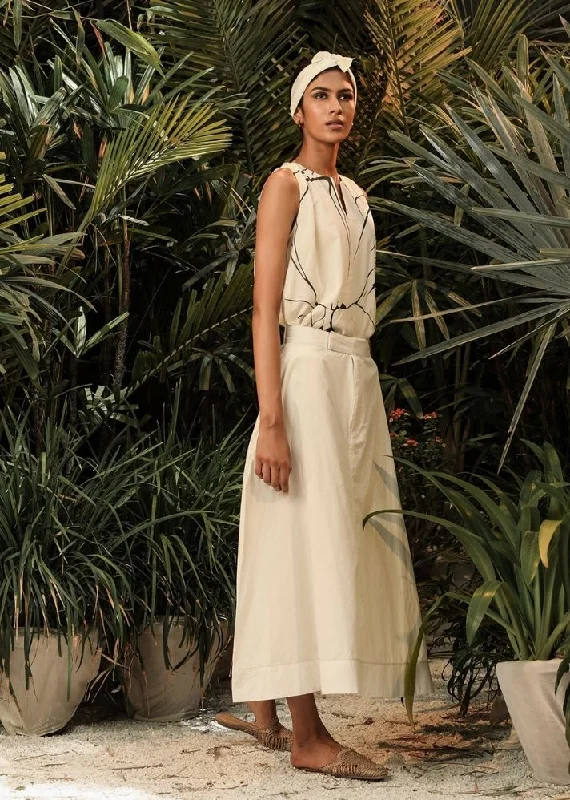 Trumpet Lily White Skirt high slit skirt