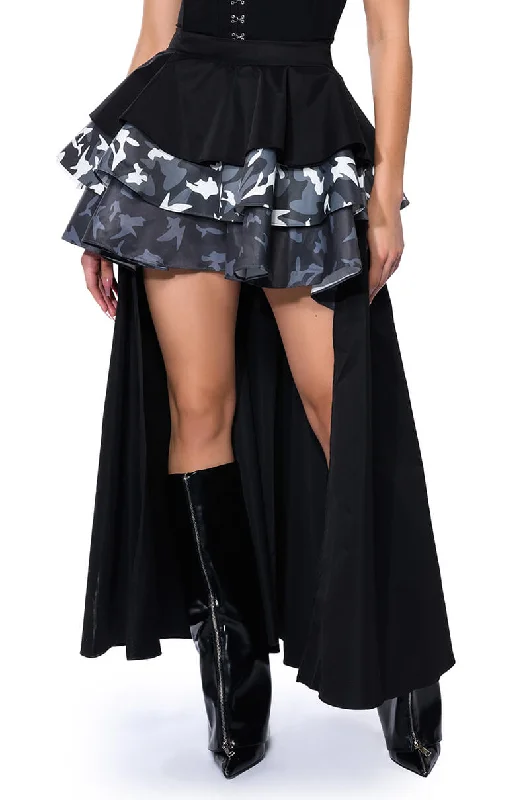 UNBOTHERED HIGH LOW HEM RUFFLE MAXI SKIRT leather skirt durable