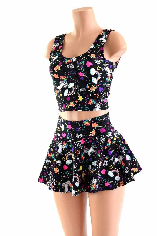 Unicorns & Rainbows Rave Skirt Set velvet skirt plush