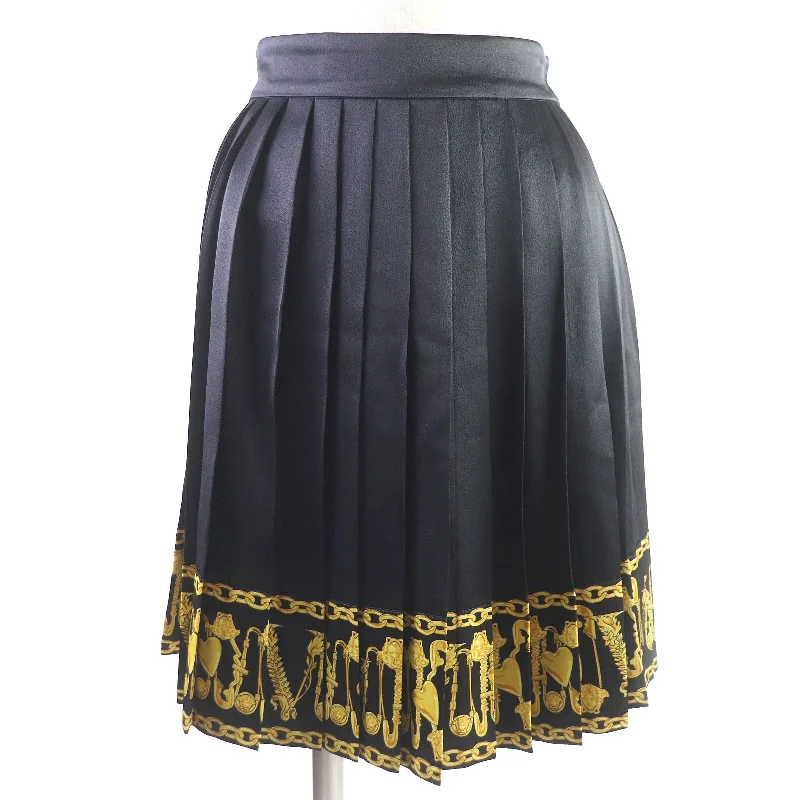 Versace Silk Medusa Chain Print Mini Skirt ruffled skirt detail