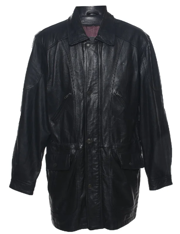 Wilson Leather Jacket - L Hooded Jacket Caped Jacket Shawl Collar Jacket