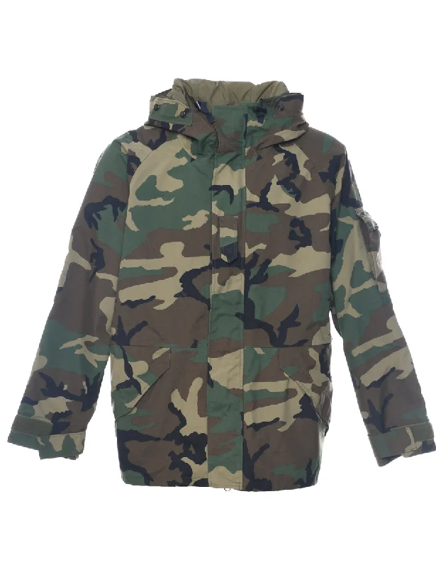 Woodland Camouflage Print Military Style Jacket - L Denim Jacket Leather Jacket Suede Jacket Woodland Camouflage Print Military Style Jacket - L Denim Jacket Leather Jacket Suede Jacket