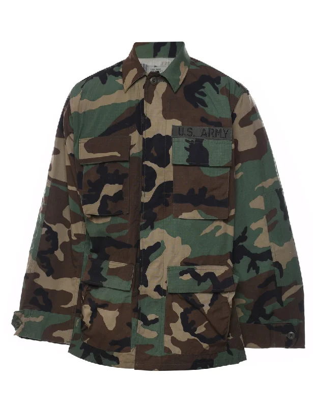 Woodland Camouflage Print U.S Army Military Jacket - M Appliqued Jacket Beaded Jacket Sequined Jacket Woodland Camouflage Print U.S Army Military Jacket - M Appliqued Jacket Beaded Jacket Sequined Jacket