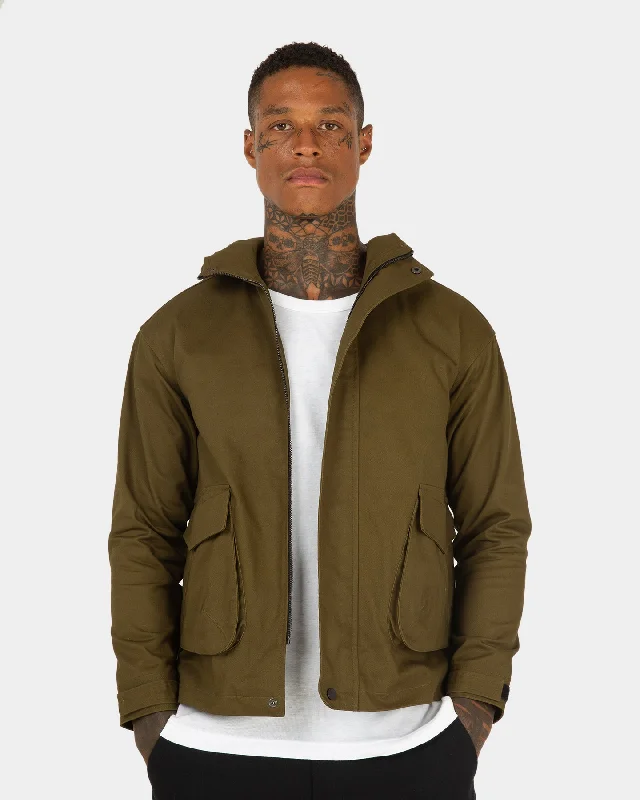 XXIII Bene Military Jacket Khaki Denim Fabric Leather Fabric Suede Fabric