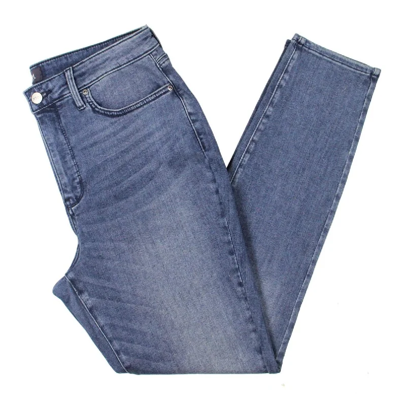 Ami Womens Distressed High Rise Skinny Jeans Classic Blue Denim Jeans