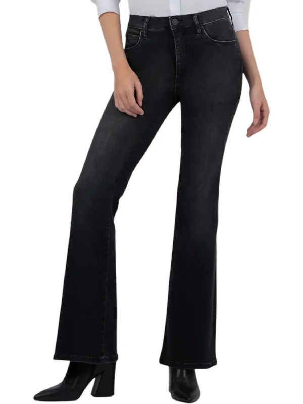Ana High Rise Flare Jeans In Washed Black Multiplicity Casual Distressed Skinny Jeans