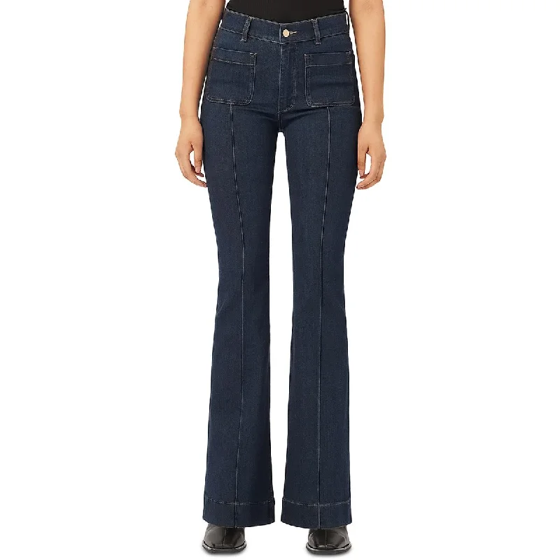 Bridget Womens High Rise Dark Wash Bootcut Jeans Trendy Plus Size Jeans