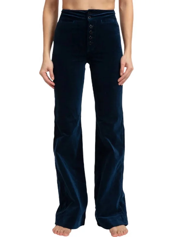 Brighton Wide Leg Jeans In Navy Velvet Trendy Flared Leg Jeans