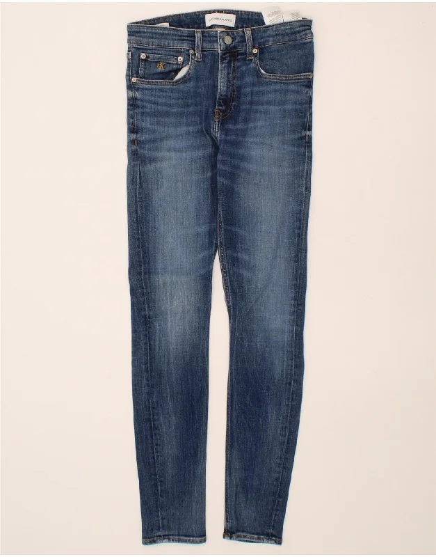 CALVIN KLEIN Womens Skinny Jeans W29 L32 Blue Cotton Trendy Low-Rise Slim Jeans