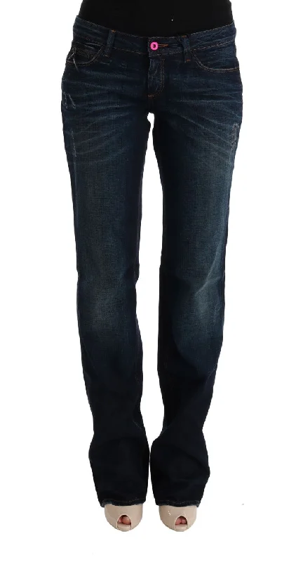 Costume National  Cotton Regular Fit  Women's Jeans Chic Rip-Detail High-Waist Jeans