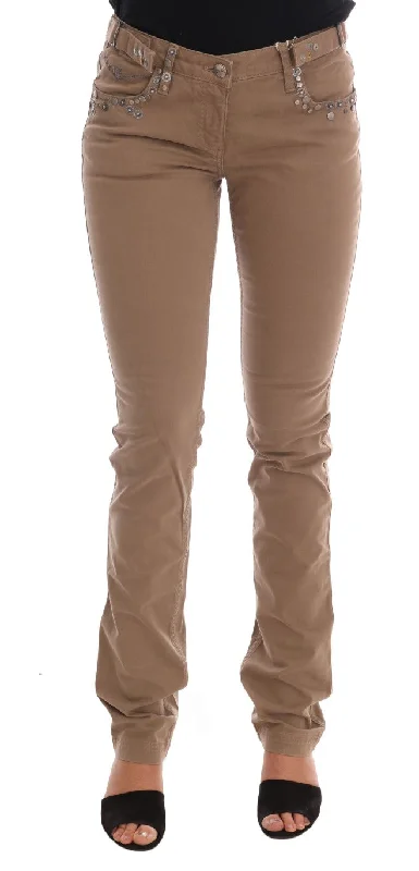 Costume National  Cotton Stretch Slim Fit Women's Jeans Elegant Dark-Wash Bootcut Jeans